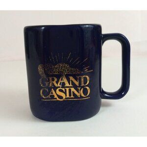Vintage Linyi Grand Casino Blue & Gold Tone Coffee Cup